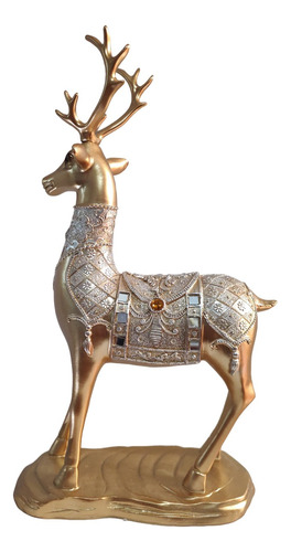 Adorno Figura Decorativa Venado Dorado, Alto 38cm.