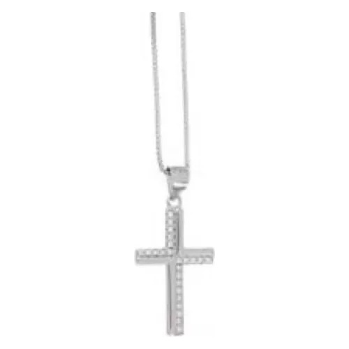 Cruz Elegante Con Cristo En Relieve Con Cadena Plata 925