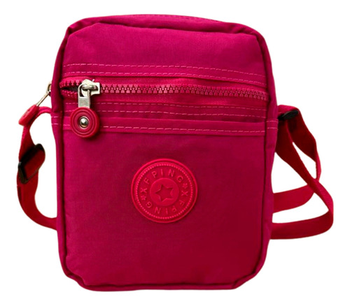 Shoulder Bag Tranversal Unissex Alça De Ombro E Mao Bolsinha Cor Rosa Desenho Do Tecido Liso