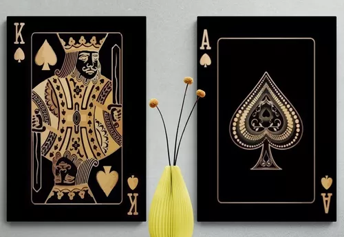 Kit 4 Quadros Decorativos Baralho Poker Jogo Cartas As