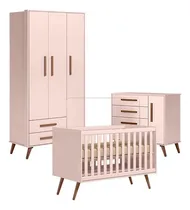 Comprar Quarto De Bebê Rosa Guarda Roupa Cômoda E Berço Mini Cama