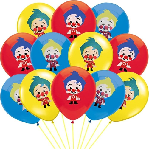 Pack 12 Globos De Latex Payaso Plim Plim