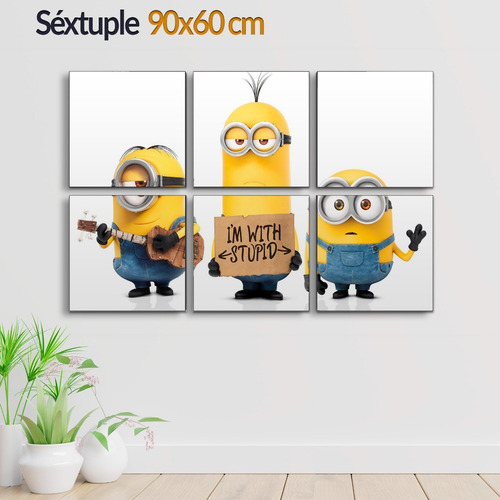 Cuadro Decorativo Moderno Minions Jd-0656 G Séxtuple 90x60 Cm Sin Marco