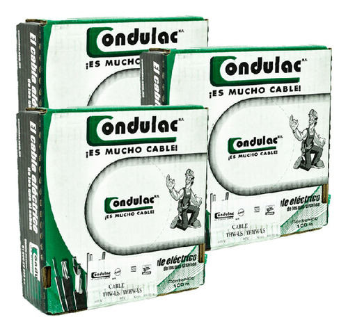 Kit 3 Cajas 100m. Cable 100% Cobre Cal 8, 12 Y 14 Condulac Cubierta Colores A