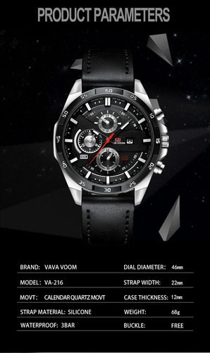 Reloj Hombre Elegante Cuarzo Piel Genuino A. Inoxidable