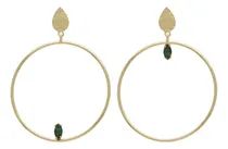 Comprar Par De Aros Largos Círculo Esmeralda Baño En Oro \u002Fmarisiob