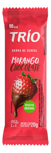 Barra de Cereal Morango Cobertura Chocolate Trío Pacote 20g