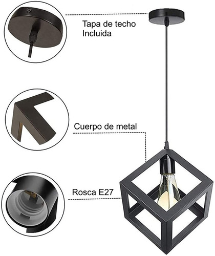 Imagen 6 de 9 de Lámpara De Techo Colgante Vintage Tipo Cubo. Exito Corp