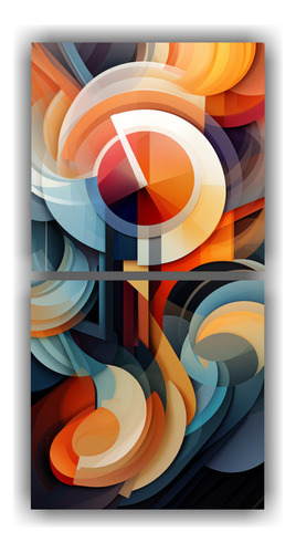 80x40cm Díptico Abstracto Colorido Bastidor Madera Flores
