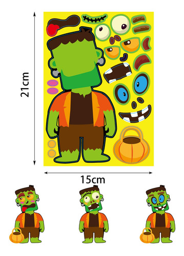 Halloween Make A Face Sticker Zombie Pumpkin Witch Puzzle