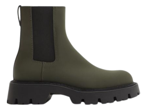Bota Zara Chelsea Tratorada Verde Militar Emborrachada Fosca