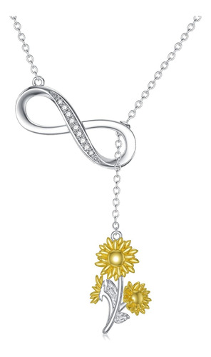 Ocj Collar De Girasol De Plata De Ley Con Colgante Infinito 