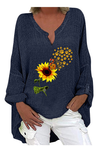 P Camiseta Holgada Estampada A La Moda For Mujer De Manga L