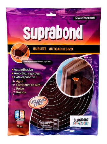 Burlete Autoadhesivo De Doble Espesor 10x10x5mts Suprabond 