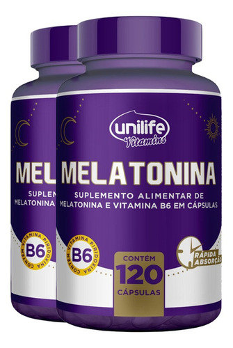 Kit 2 Melatonina + B6 Unilife 120 Cápsulas