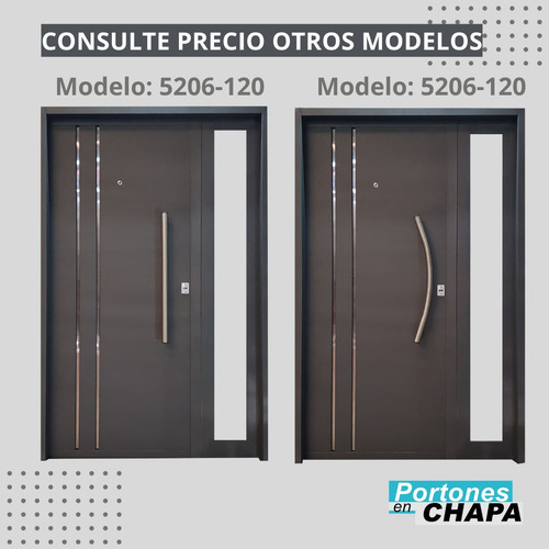 Puerta Y Media 1.20 Exterior Chapa Reforzada Moderna Postigo
