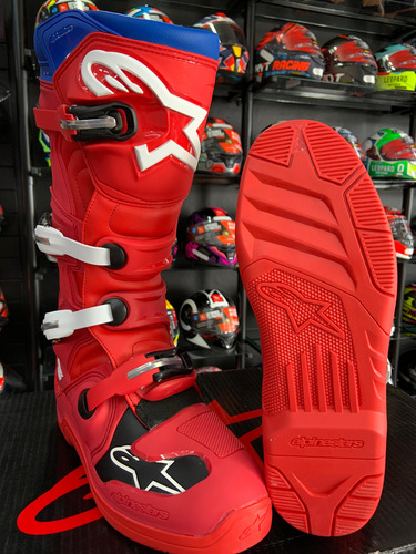 Bota Tech 5 Vermelha-bright Azul-alpine Alpinestars Novo