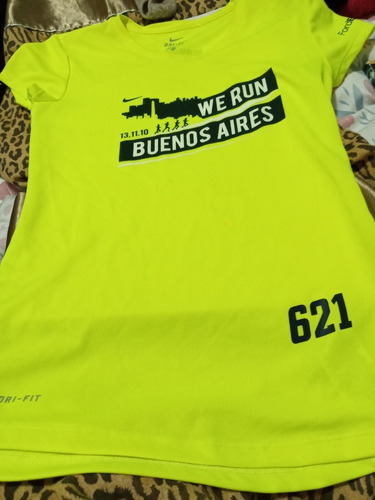 Remera Deportiva Nike We Run Buenos Aires Fluor Oferta! (Usado)