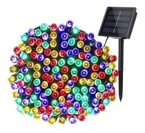 Imagen 2 de 5 de Pack 3 Luces Guirnalda Solar 100 Led Multicolor 10 Metros