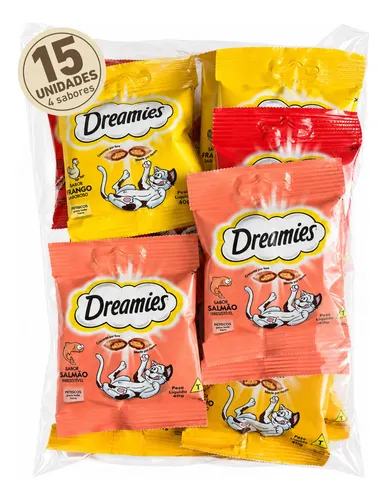 Petisco Dreamies Para Gatos Pacote Com 15 Sache Misto 600g Carne,...
