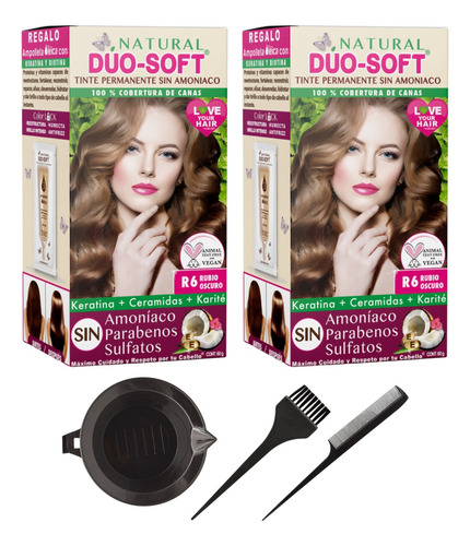 Set 2 Tintes Natural Duo Soft Tonos Rubios + Kit Aplicador