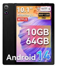 Tablet Hyjoy 10.1' 10gb+64gb Android 14 Con Wifi6 Tf(max 1t) Color Negro