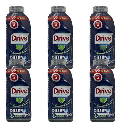 Detergente Drive Para Diluir 500ml Pack X6