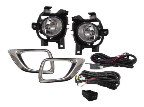 Kit Faros Niebla Estaca Np300 2016 2017 2018 Rejilla Cromo