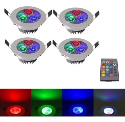 4pcs 5w Rgb 16 Color Led Empotrado Techo Luz Foco Downlight 