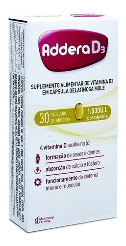 Addera D3 1000ui 30 Cáps Suplemento Alimentar Gelatinosa Menor preço em Addera D3 1000ui 30 Cáps Suplemento Alimentar Gelatinosa