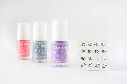 Imagen 3 de 9 de Set Esmalte X 3 Infantil Para Uñas Colores Al Agua Coloreria