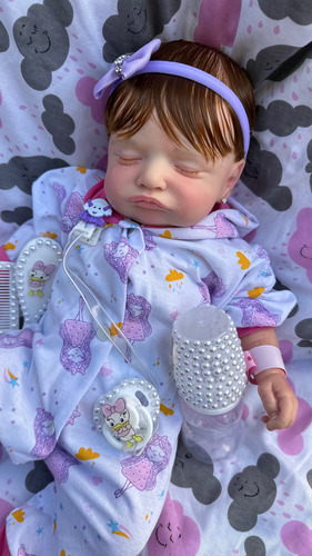 Boneca Bebê Reborn Com Cabelo Fio A Fio Realista Silicone