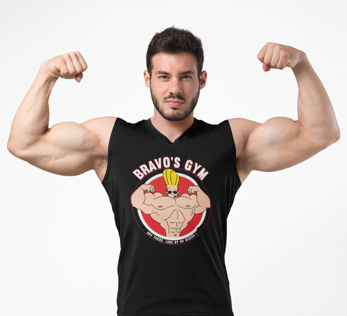 Playera Deportiva Tank Top Sin Mangas Johnny Bravo Gym 