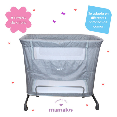 Colecho Cuna Moisés Para Bebé 2 Niveles Confety P965m - Gris