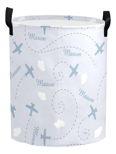 Cesta De Lavandería Plegable Con Nombre En Nubes