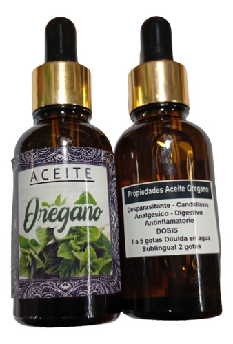 Aceite De Orégano X3 Artesanal Comestible 100% Puro 30 Ml. 