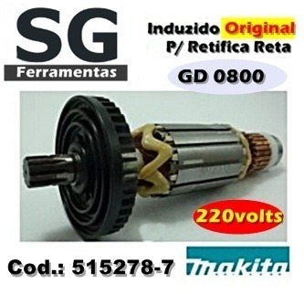 Induzido 515278-7 Makita P/retífica Reta Gd0800 220v