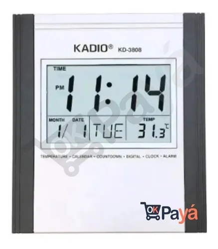 RELOJ DE PARED DIGITAL KADIO KD-3810N TEMPERATURA FECHA HORA