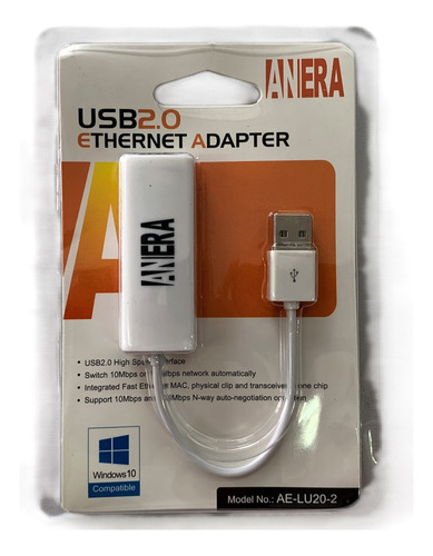 Tarjeta De Usb A Red Lan Rj-45 Marca Anera