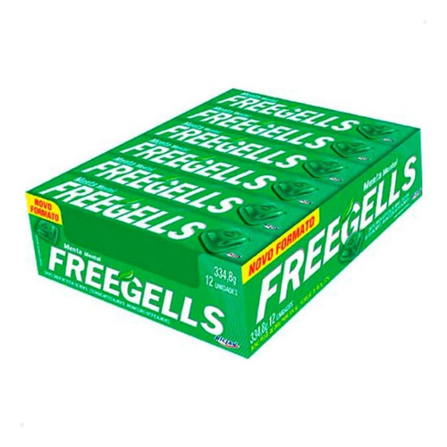 Bala Drops Freegells Display 12 unidades Riclan sabor menta