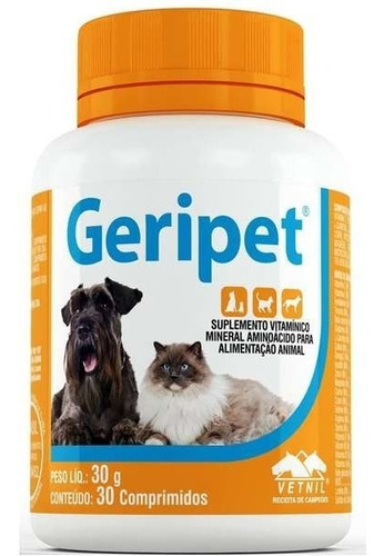 Imagem 1 de 2 de Geripet Suplemento Cães E Gatos Vetnil C/30 Comprimidos