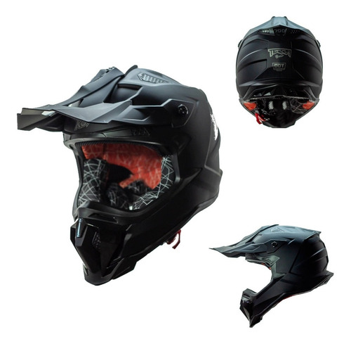 Casco Kov Terra Moto Cross Solido Negro Mate Certificado Dot Color Negro Mate Tamaño Del Casco S(55-56cm)