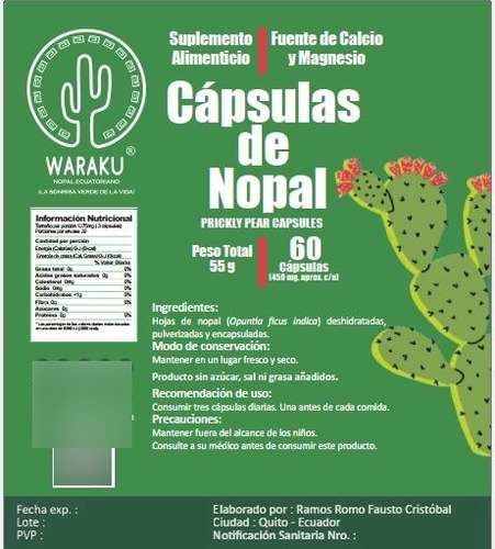 Capsulas Nopal En Polvo (prickly Pear Capsules)