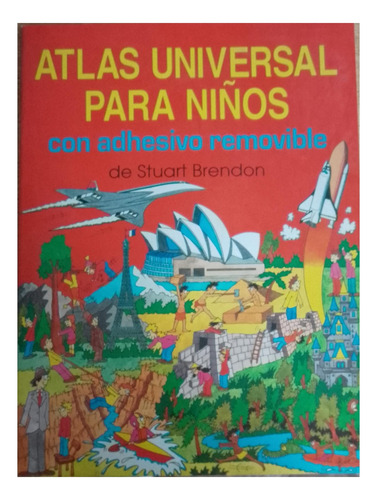 Libro Atlas Universal Con Stickers Infantil Retro Vintage