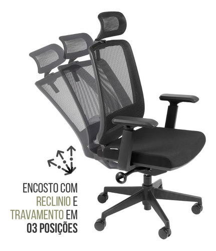 Cadeira De Escritório Ergonômica Diretor Encosto Reclinável