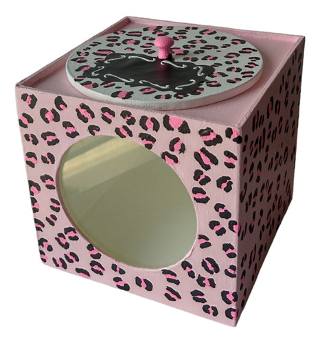 Caja Artesanal Decorada Animal Print Rosa