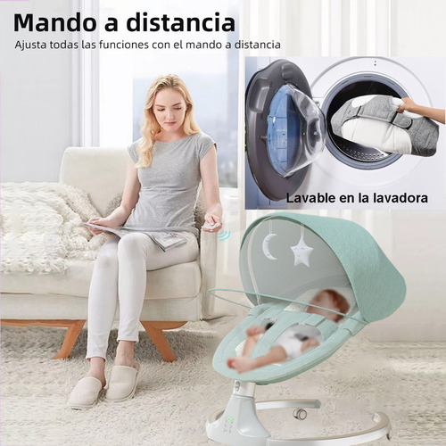 Columpio Mecedora Eléctrica Hamaca Para Bebé Con Mosquitera Color Verde Columpio Mecedor Verde Dfilio YLY
