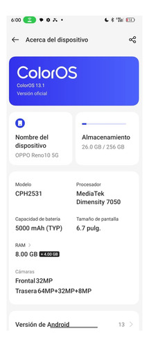 Oppo Reno7 5g Dual Sim 256 Gb Azul Estrellado 8 Gb Ram