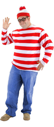Kit De Disfraz Elope Wheres Waldo Para Adulto, Talla Xxl