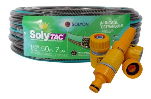 Manguera Solytac Anti-colapso ½ X 50 Metros + Kit Para Riego